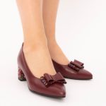 Pantofi Bordo cu Toc Gros Vagam1476 - imagine 2