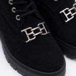 Ghete Negre cu Siret si Fermoar Lateral Vagam1666 - imagine 2