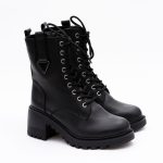 Ghete Negre cu Siret si Fermoar Lateral Vagam1655 - imagine 3