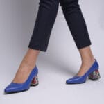 Pantofi Albastri cu Toc Gros Vagam0308 - imagine 4