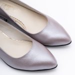 Pantofi Gri Sidefat cu Toc Gros Scurt Vagam1732 - imagine 3