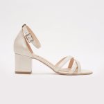 Sandale Crem cu  Toc Gros Scurt 1394