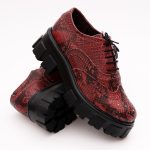 Pantofi Bordo cu Talpa Inalta 1162 - imagine 6