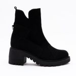 Ghete Scurte Negre din Piele Intoarsa cu Fermoar Lateral Vagam1656