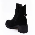 Ghete Scurte Negre din Piele Intoarsa cu Fermoar Lateral Vagam1656 - imagine 2