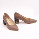 Pantofi Bej cu Toc Gros Vagam0755 - imagine 2