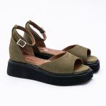 Sandale Verde Olive cu Talpa Inalta Tip Platforma Vagam 1802 - imagine 2