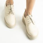 Pantofi Crem cu Siret si Talpa Inalta 1716 - imagine 7