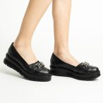 Pantofi Loafers Negri cu Talpa Inalta Vagam1758 - imagine 2