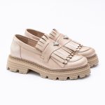 Pantofi Loafers Roz Luciosi cu Franjuri si Talpa Inalta Vagam1769 - imagine 2