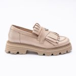 Pantofi Loafers Roz Luciosi cu Franjuri si Talpa Inalta Vagam1769
