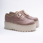 Pantofi Roz Pal cu Siret si Talpa Inalta 1721 - imagine 6