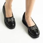 Pantofi Loafers Negri cu Talpa Inalta Vagam1758 - imagine 7