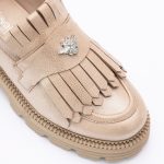 Pantofi Loafers Roz Luciosi cu Franjuri si Talpa Inalta Vagam1769 - imagine 3