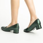 Pantofi Verzi cu Toc Gros Scurt Vagam1728 - imagine 4