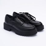 Pantofi Loafers Negri cu Siret si Talpa Inalta Vagam1818 - imagine 3