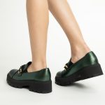 Pantofi Loafers Verzi cu Talpa Inalta Vagam1751 - imagine 4