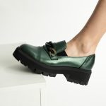 Pantofi Loafers Verzi cu Talpa Inalta Vagam1751 - imagine 2