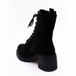 Ghete Negre din Piele Intoarsa cu Siret si Fermoar Lateral Vagam1651 - imagine 3