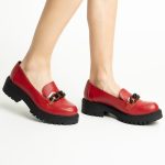 Pantofi Loafers Rosii cu Talpa Inalta Vagam1759 - imagine 4