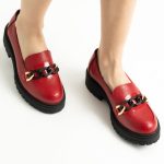 Pantofi Loafers Rosii cu Talpa Inalta Vagam1759 - imagine 2