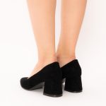 Pantofi Negru Catifea cu Toc Gros Vagam1453 - imagine 6