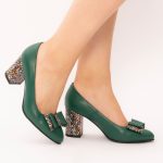 Pantofi Verzi cu Toc Gros Vagam1513 - imagine 2