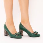 Pantofi Verzi cu Toc Gros Vagam1513 - imagine 6