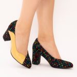 Pantofi Galbeni cu Toc Gros Vagam1448 - imagine 2
