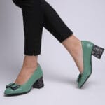 Pantofi Verzi cu Toc Gros Vagam0323 - imagine 5