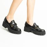 Pantofi Loafers Negri cu Talpa Inalta Vagam1761 - imagine 4