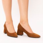 Pantofi Maro cu Toc Gros Vagam1454 - imagine 6
