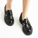 Pantofi Loafers Negri cu Talpa Inalta Vagam1761 - imagine 2