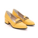 Pantofi Galbeni cu Toc Scurt Gros Vagam1360 - imagine 2