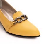 Pantofi Galbeni cu Toc Scurt Gros Vagam1360 - imagine 4