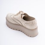 Pantofi Crem cu Siret si Talpa Inalta 1707 - imagine 5