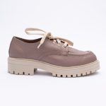 Pantofi Loafers Roz Pudra cu Siret si Talpa Inalta Vagam1817 - imagine 2