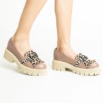 Pantofi Loafers Roz Pudra cu Franjuri si Talpa Inalta Vagam1749 - imagine 7