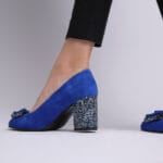 Pantofi Albastri cu Toc Gros Vagam0318 - imagine 6