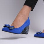 Pantofi Albastri cu Toc Gros Vagam0318 - imagine 3