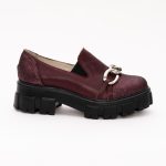 Pantofi Bordo cu Talpa Inalta 1306 - imagine 3