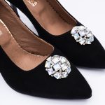 Pantofi Negri cu Toc Subtire Vagam 1930 - imagine 2