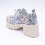 Pantofi Bleu Inflorati cu Siret si Talpa Inalta Vagam 1872 - imagine 4
