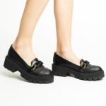 Pantofi Loafers Negri cu Talpa Inalta Vagam1748 - imagine 4