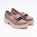 Pantofi Loafers Roz Pudra cu Talpa Inalta Vagam1768 - imagine 3