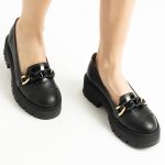 Pantofi Loafers Negri cu Talpa Inalta Vagam1748 - imagine 2