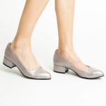 Pantofi Gri Sidefat cu Toc Gros Scurt Vagam1732 - imagine 4