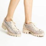 Pantofi Crem cu Siret 1719 - imagine 5
