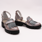 Pantofi Casual Decupati Gri Sidefat  Vagam 0923 - imagine 5
