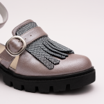 Pantofi Casual Decupati Gri Sidefat  Vagam 0923 - imagine 3